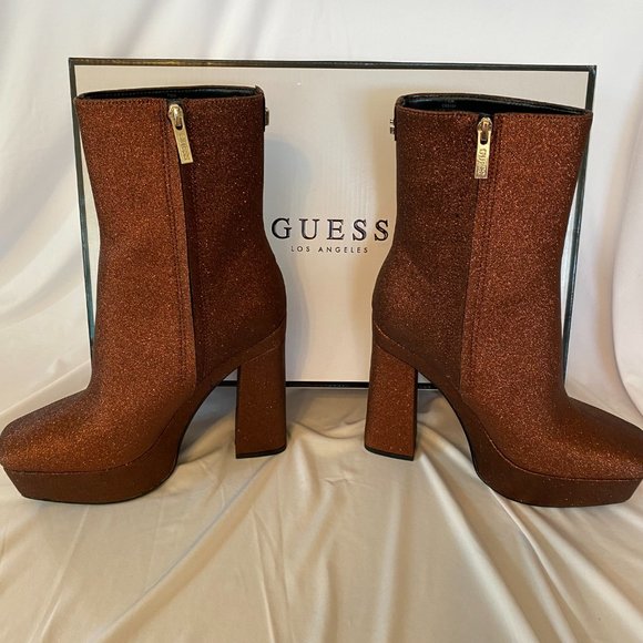 GUESS Byra Platform Booties- Bronze Size 9M - Picture 7 of 7